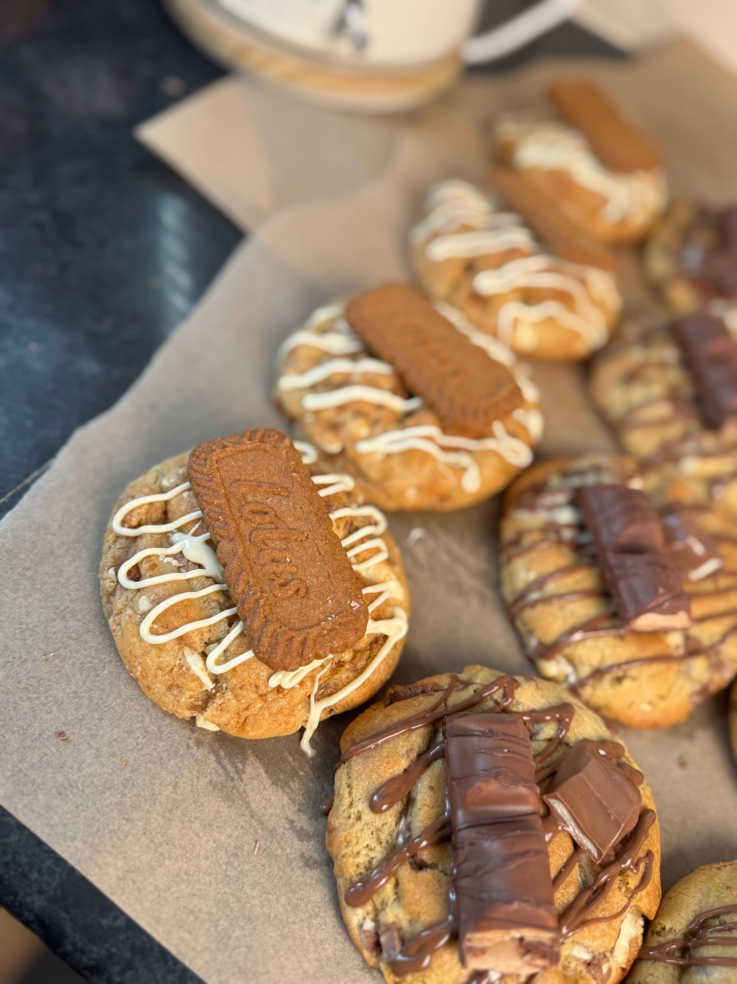 White choc Biscoff cookie