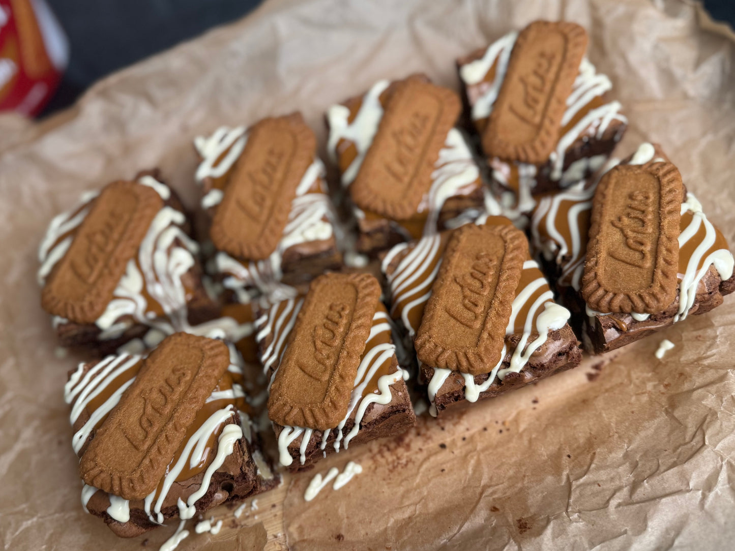 White chocolate Biscoff brownie