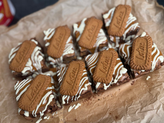 Biscoff white chocolate brownies