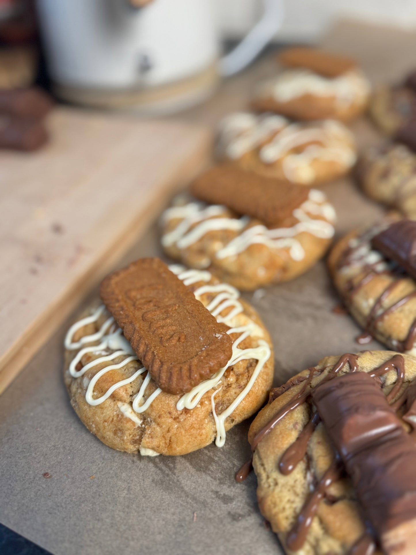 White choc Biscoff cookie