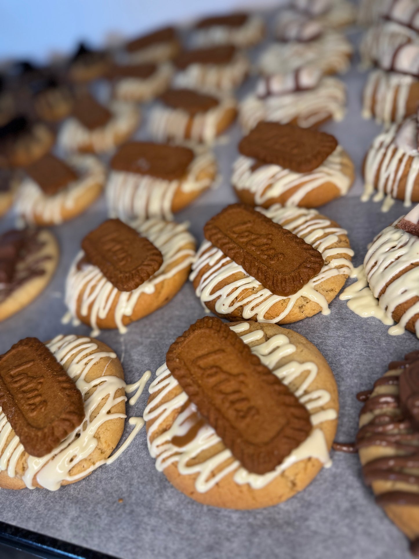 White choc Biscoff cookie