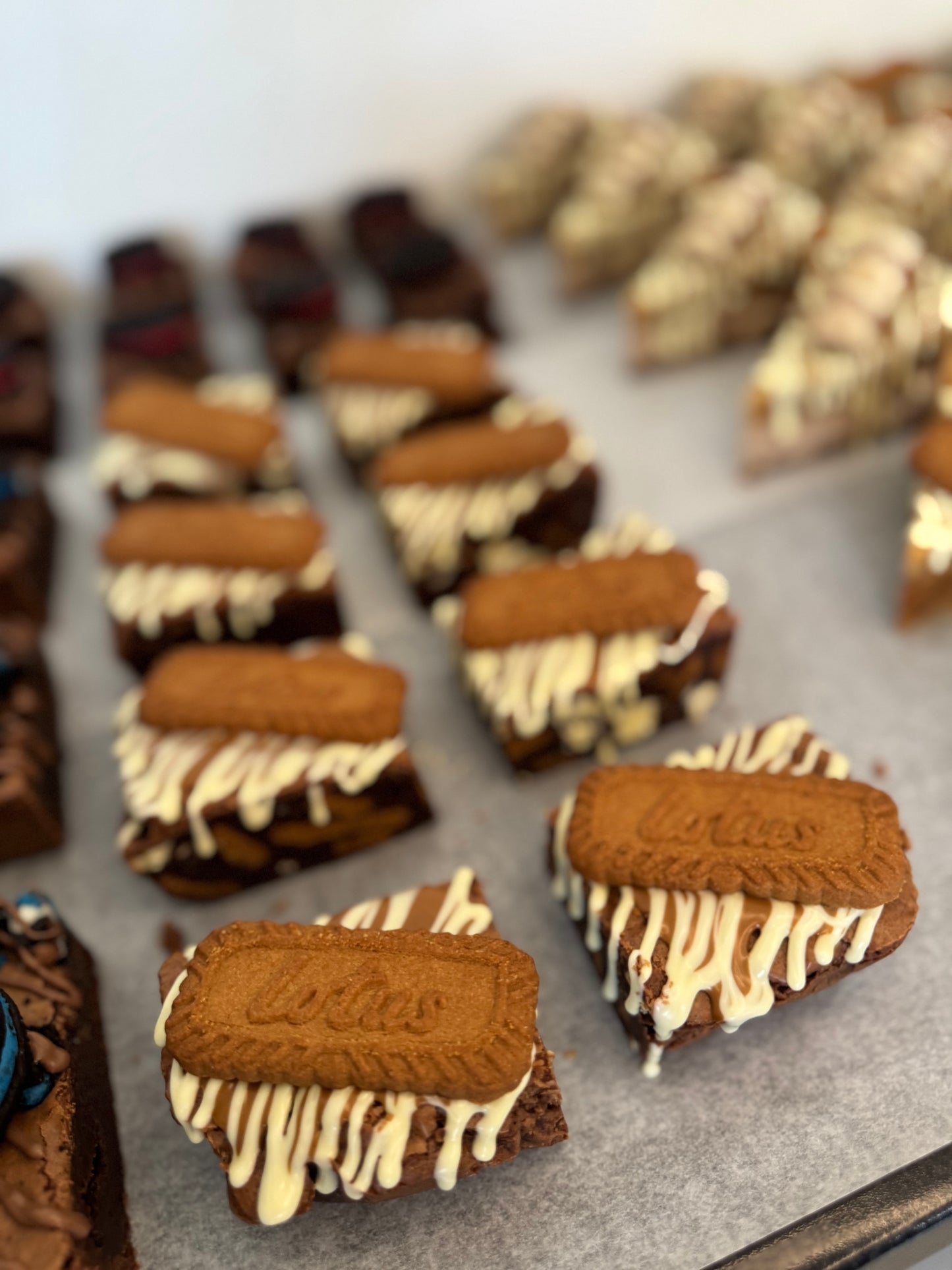 White chocolate Biscoff brownie